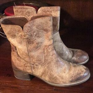 Women's Distressed Brown Leather Ankle Booties